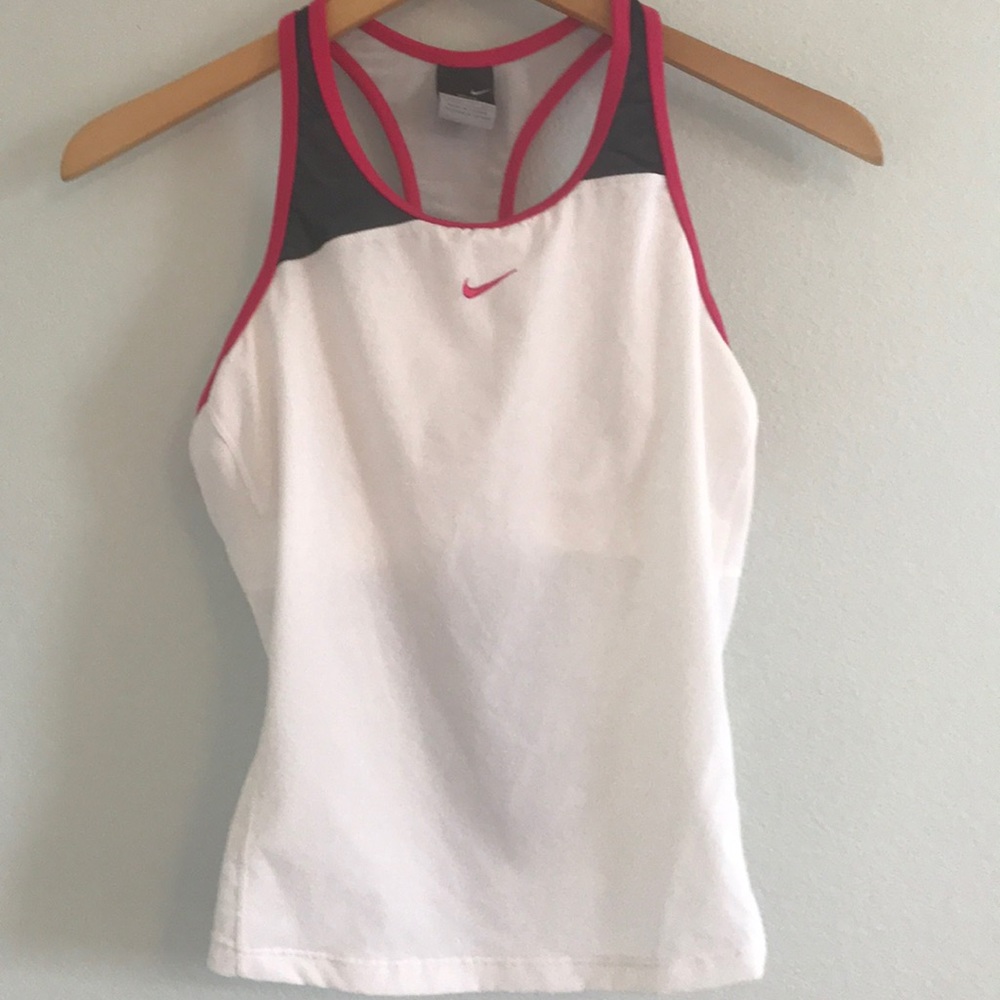 Nike small white and pink tank, like new